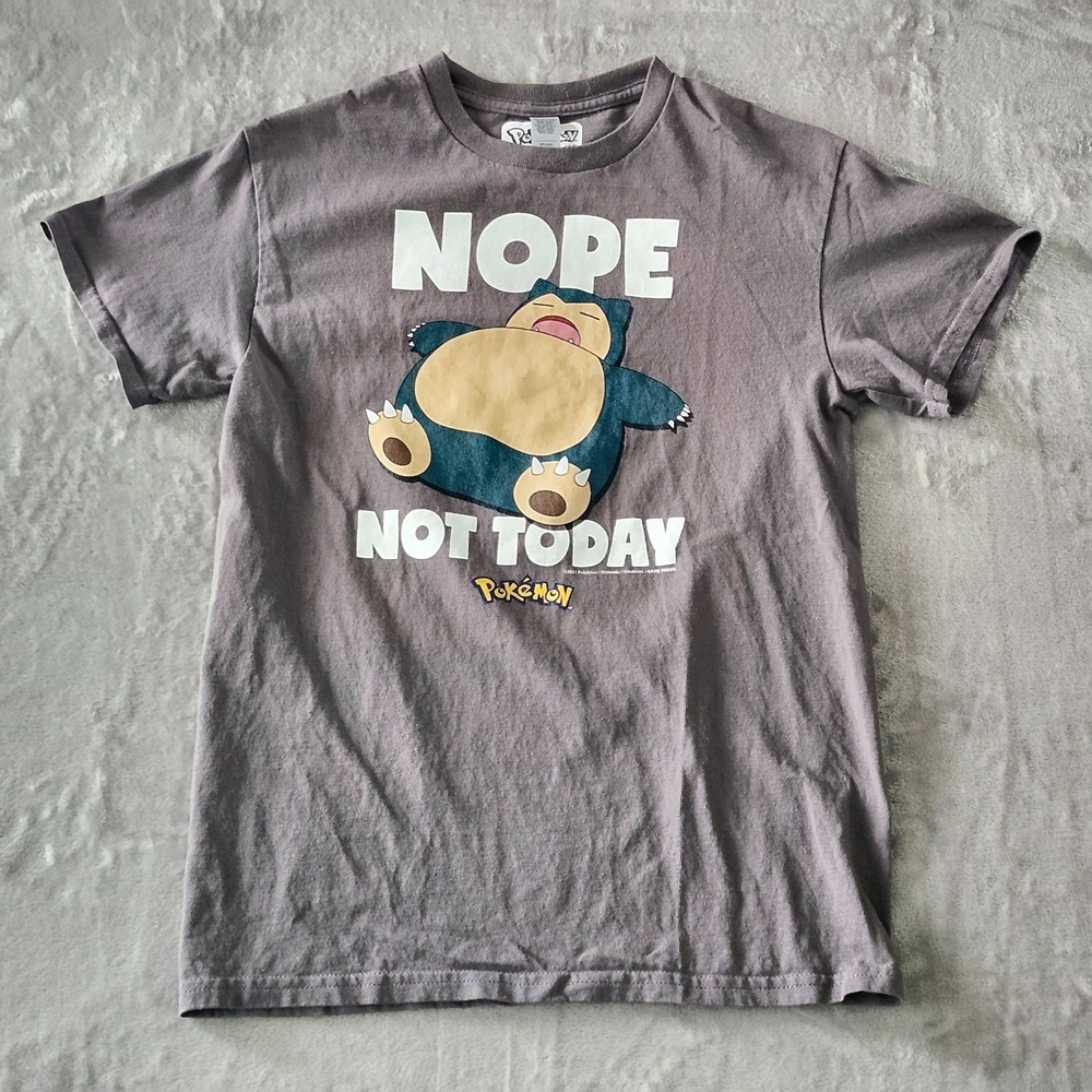 Pokemon Snorlax T Shirt Size S Pullover Short Sleeve NOPE‎ NOT TODAY
